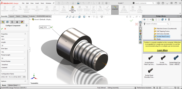 在SOLIDWORKS Toolbox中添加自定义规格