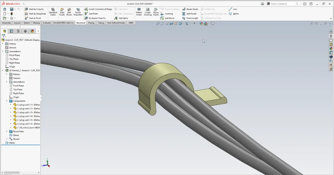 SOLIDWORKS Electrical 支持线缆与线束的三维布置及路径检查,帮助提前发现装配问题,减少现场返工。 SOLIDWORKS Electrical 支持线缆与线束的三维布置及路径检查,帮助提前发现装配问题,减少现场返工。