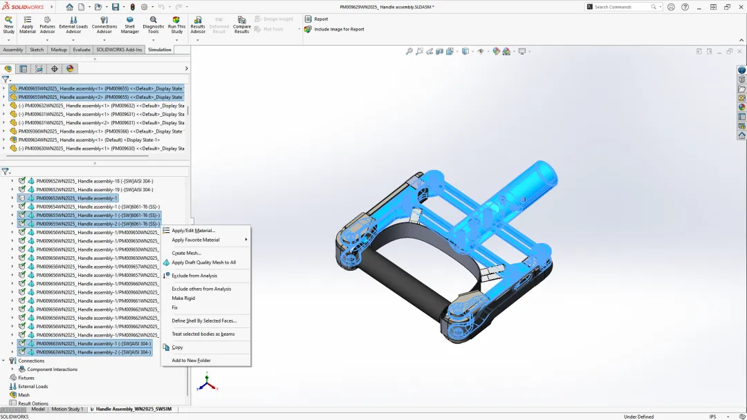 设计模型与仿真研究在同一 SOLIDWORKS 环境中关联,减少模型转换带来的数据处理成本。 设计模型与仿真研究在同一 SOLIDWORKS 环境中关联,减少模型转换带来的数据处理成本。