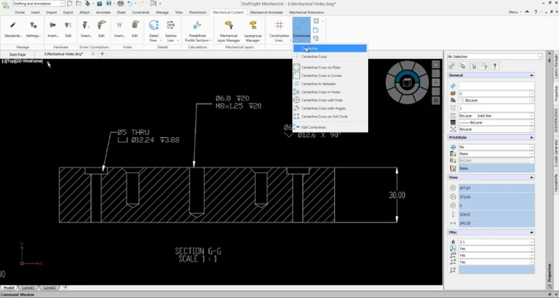 新版 DraftSight 中在圆、孔与对称图形上一键放置精准参考标记 新版 DraftSight 中在圆、孔与对称图形上一键放置精准参考标记