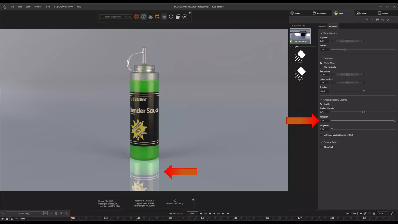 在SOLIDWORKS Visualize中使用地平面，获得更佳真实感与可控性