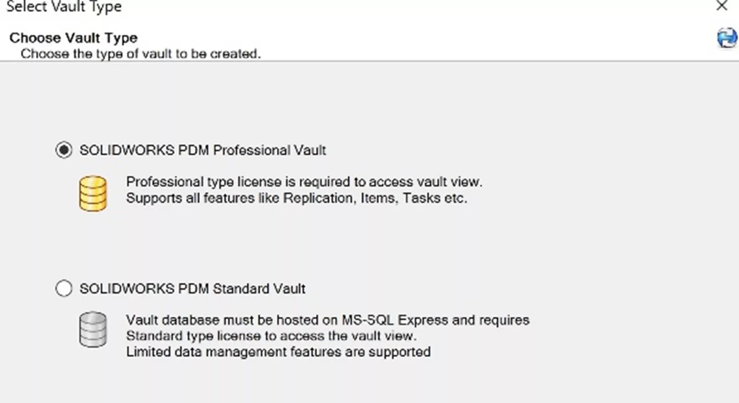 依据授权选择 PDM Professional 或者 PDM Standard,点击【下一步】 依据授权选择 PDM Professional 或者 PDM Standard,点击【下一步】