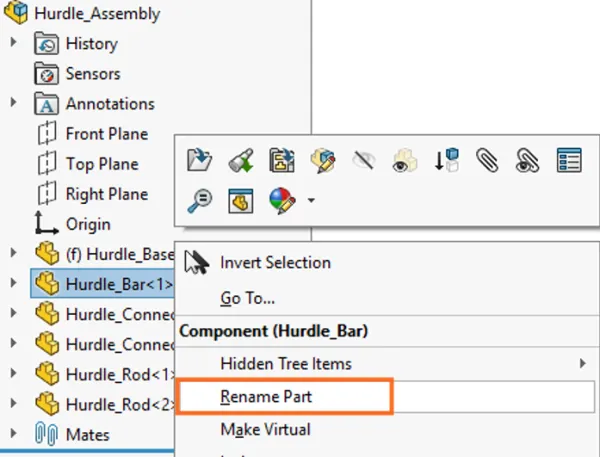 在 SOLIDWORKS 装配体中重命名零件 在 SOLIDWORKS 装配体中重命名零件