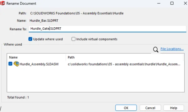 如何在 SOLIDWORKS 装配体中重命名零件？