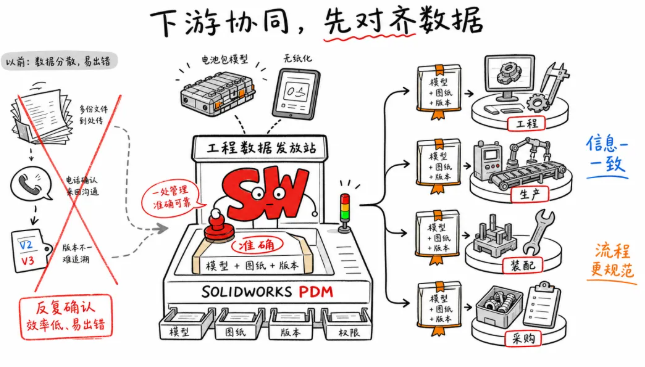 SOLIDWORKS PDM 的统一数据管理,团队可以围绕同一数据源推进协同,为无纸化办公和流程规范化提供支撑 SOLIDWORKS PDM 的统一数据管理,团队可以围绕同一数据源推进协同,为无纸化办公和流程规范化提供支撑