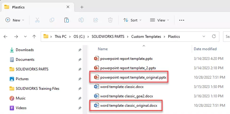 重命名为`word template classic_original.docx`与`PowerPoint report template_original.pptx`