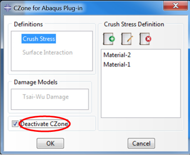 勾选【停用 CZone (Deactivate CZone)】可停用 CZone 相互作用定义（图 7）