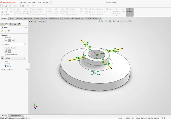 SOLIDWORKS 筋特征命令使用方法