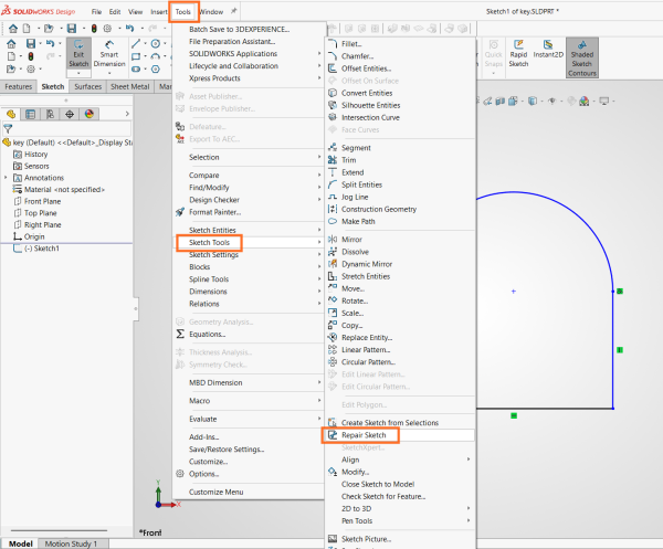 如何修复 SOLIDWORKS 草图错误