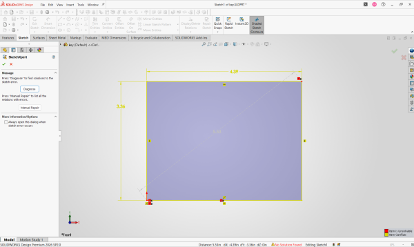 SOLIDWORKS 中的过定义草图 SOLIDWORKS 中的过定义草图