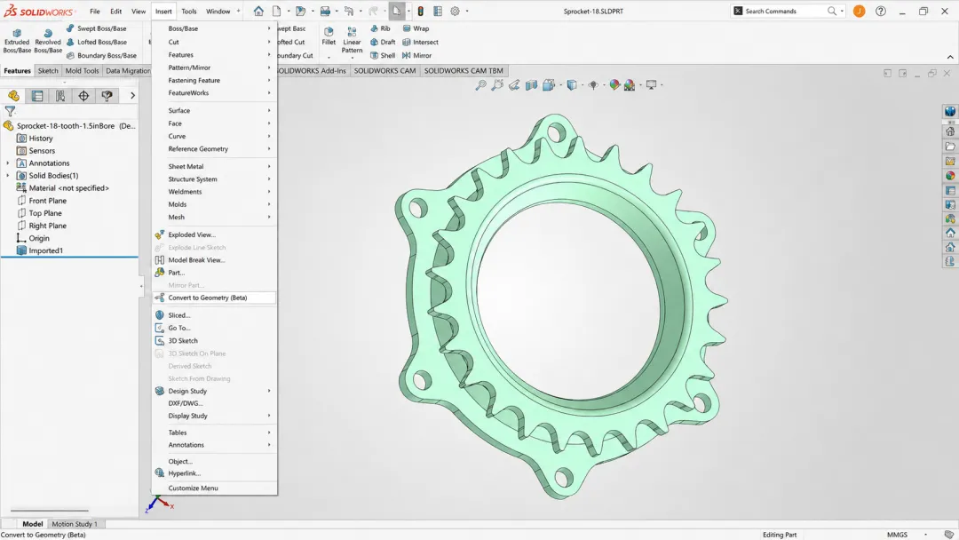 将 CAD 中性文件格式转换为 SOLIDWORKS 几何体(测试版) 将 CAD 中性文件格式转换为 SOLIDWORKS 几何体(测试版)