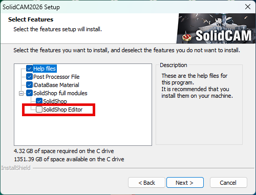确认待安装的 SolidCAM 产品