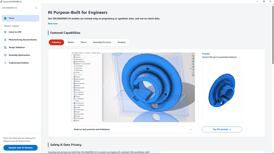 AI提示词库可直接在 SOLIDWORKS 软件界面内打开 AI提示词库可直接在 SOLIDWORKS 软件界面内打开