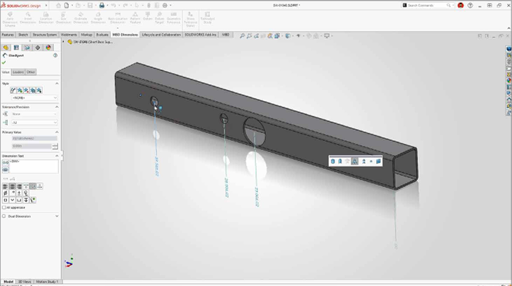 SOLIDWORKS 2027支持 MBD 尺寸坐标标注 