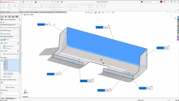 SOLIDWORKS 2027钣金折弯修改 