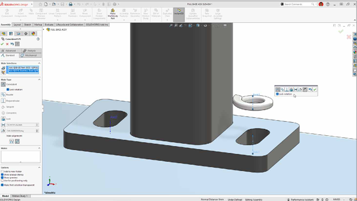 SOLIDWORKS 2027重合配合旋转锁定 