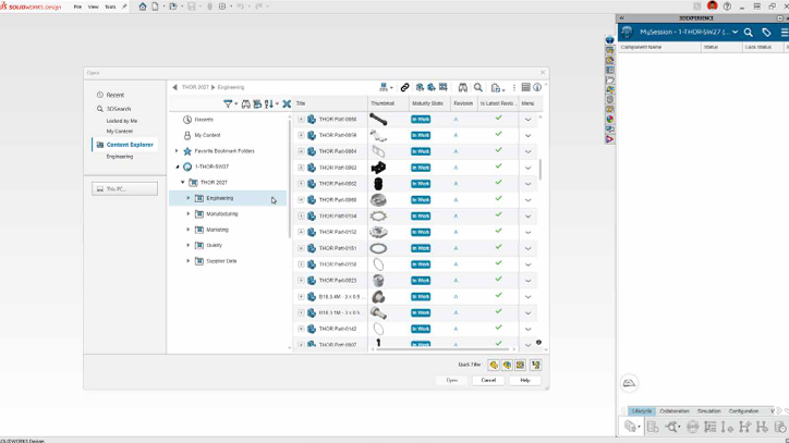 SOLIDWORKS Design 内置 Content Explorer