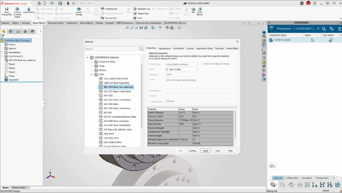 SOLIDWORKS 材料自动映射 3DEXPERIENCE 平台材料