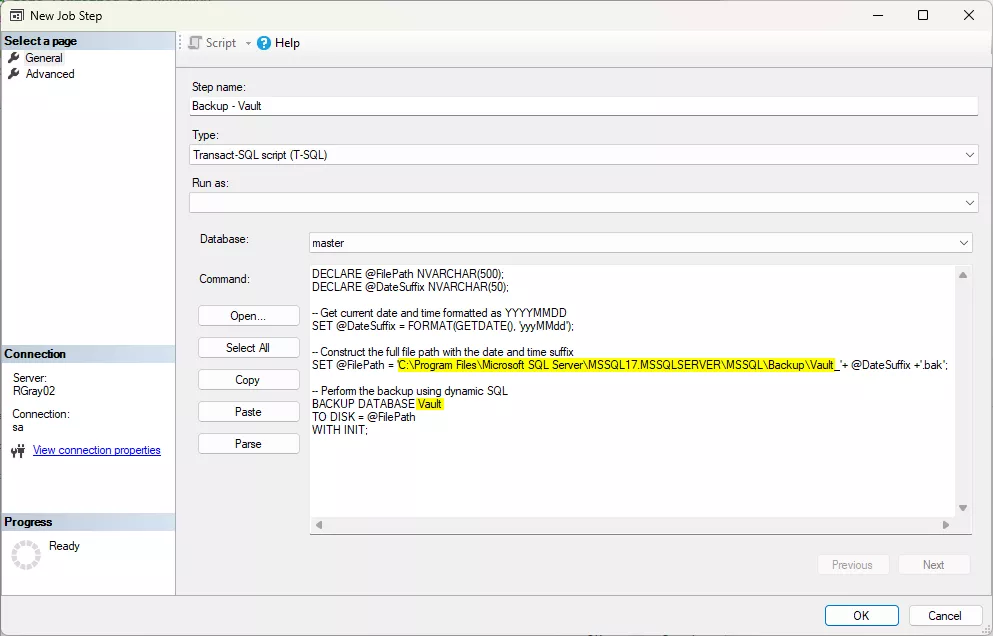 默认路径：“C:\Program Files\Microsoft SQL Server\MSSQL##.MSSQLSERVER\MSSQL\Backup