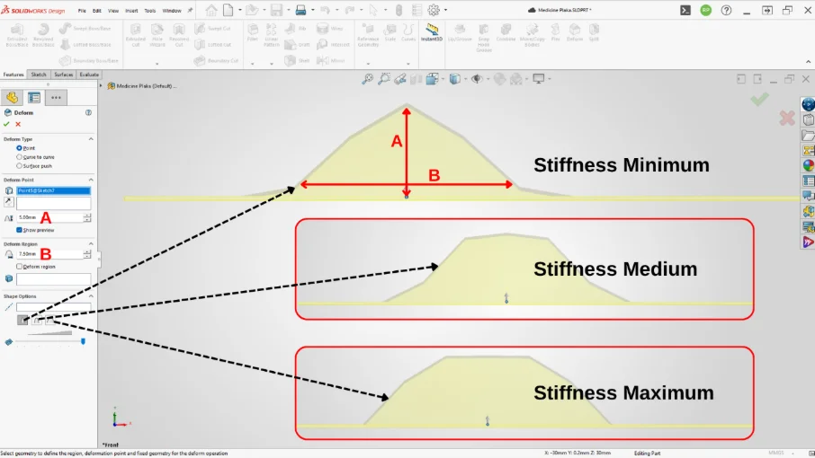 图 3:SOLIDWORKS 变形命令的不同形状选项 图 3:SOLIDWORKS 变形命令的不同形状选项