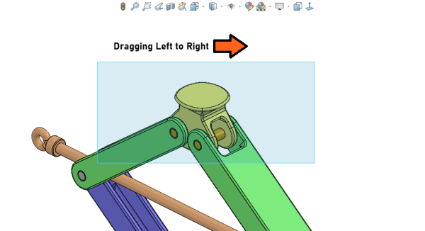 SOLIDWORKS 框选:从左向右拖动框体 SOLIDWORKS 框选:从左向右拖动框体