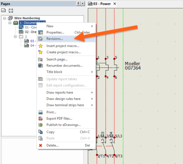 打开 SOLIDWORKS Electrical 修订窗口 打开 SOLIDWORKS Electrical 修订窗口