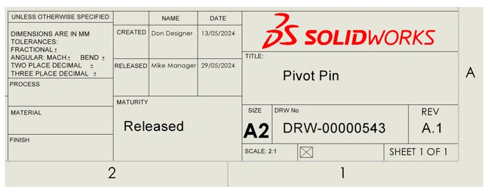 在 SOLIDWORKS 工程图中展示版本、生命周期相关重要信息是行业通用做法 在 SOLIDWORKS 工程图中展示版本、生命周期相关重要信息是行业通用做法