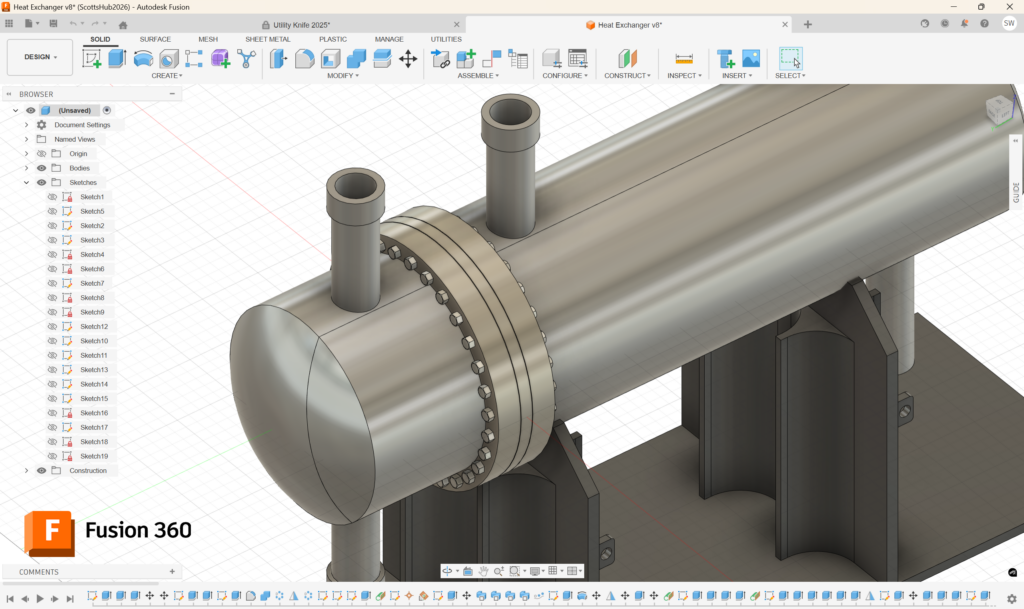 Fusion 360将像这个热交换器模型这样的设计工作与其仿真、制造和数据管理工具保持在同一应用中