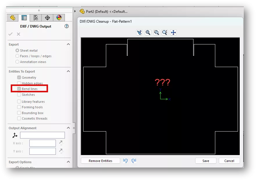 SOLIDWORKS钣金展开图 DXF文件折弯线缺失怎么办？