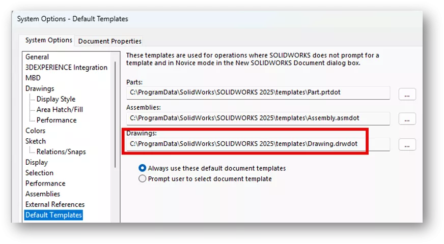 SOLIDWORKS 系统选项 - 默认模板界面 SOLIDWORKS 系统选项 - 默认模板界面